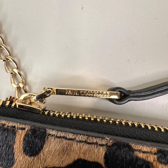 Paul Costelloe Leopard Print Leather Crossbody Bag With Gold Chain & Zipper Clos - Picture 11 of 11